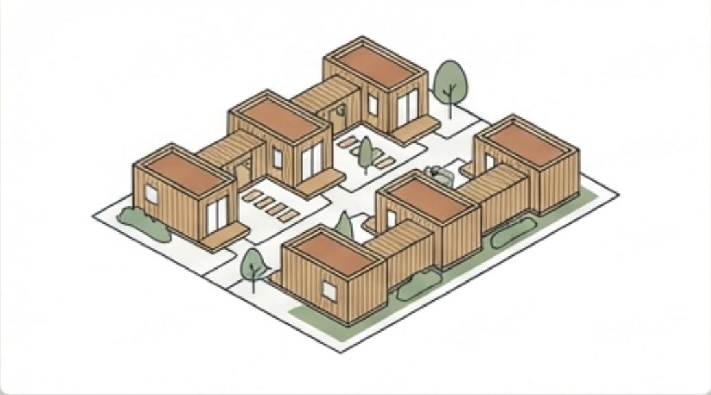 Village éco-îlot de modules collectifs