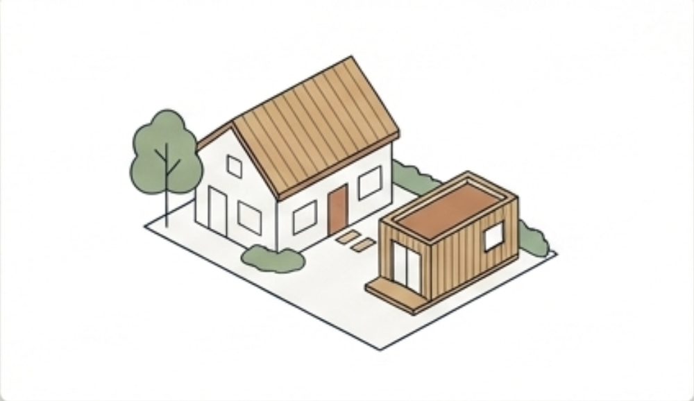 Module individuel dans un jardin privé