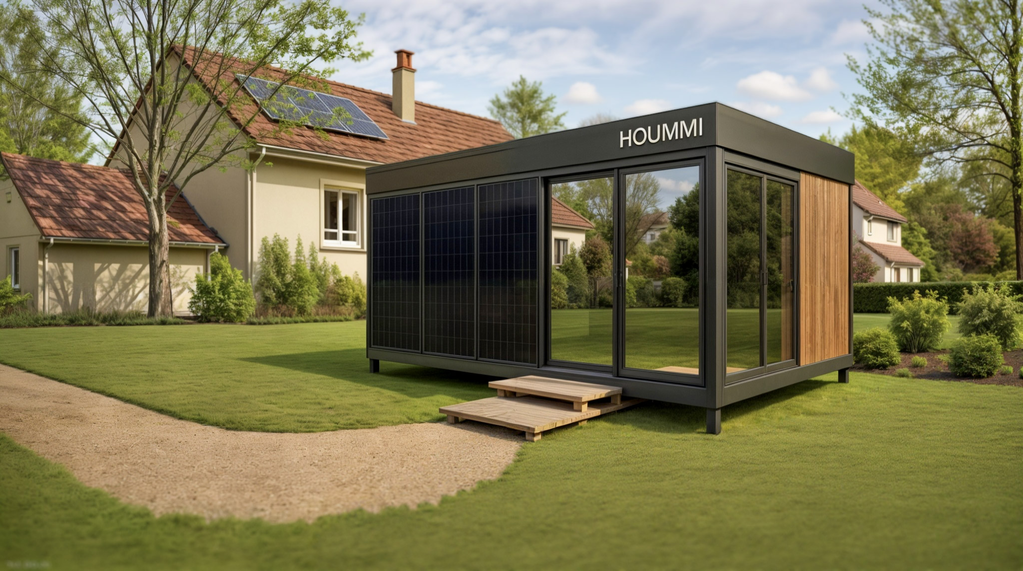 Module Nid'Jardin installé dans un jardin arboré