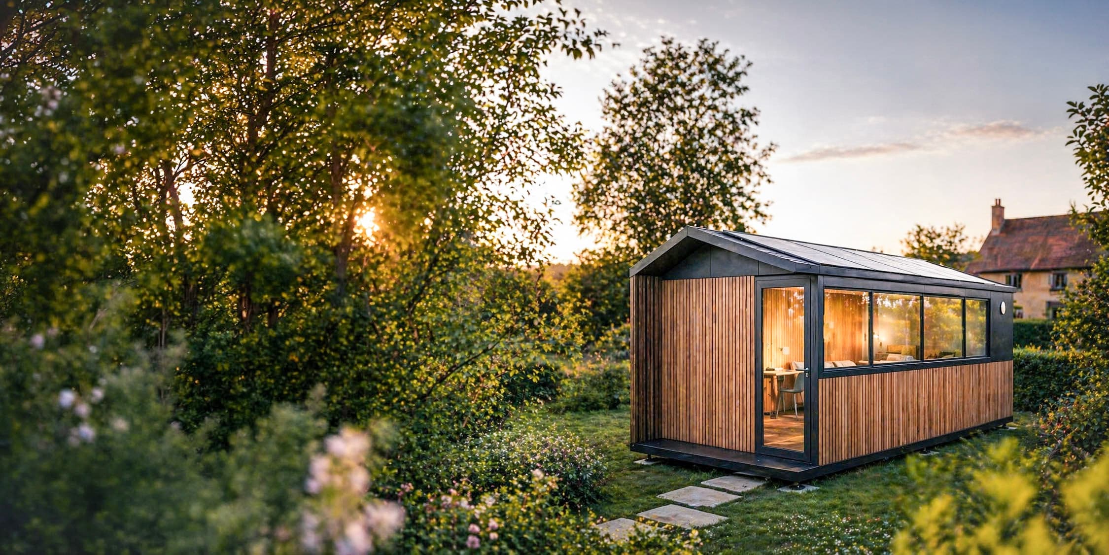 Module Nid'Jardin dans un jardin arboré